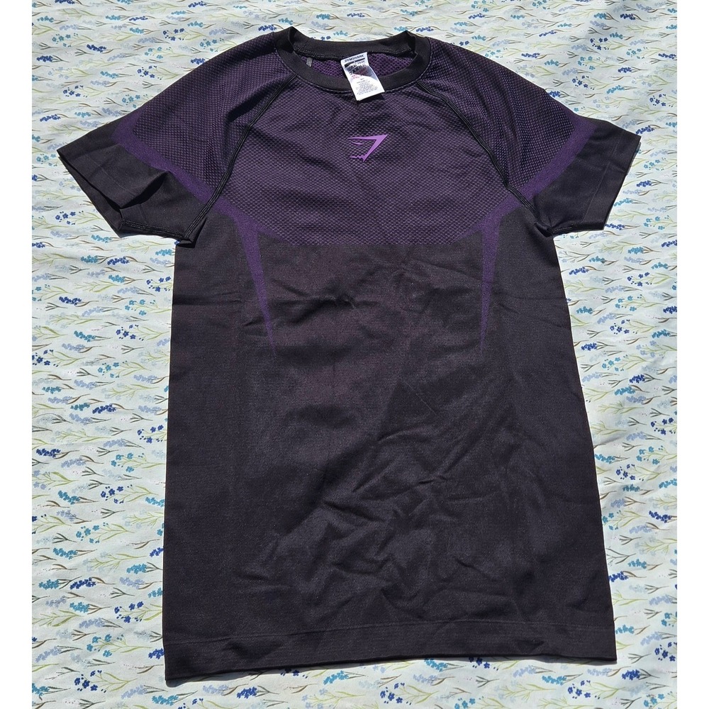 Gymshark Onyx 5.0 Seamless T-Shirt Mens Small Black Purple Muscle Fit A6A4C